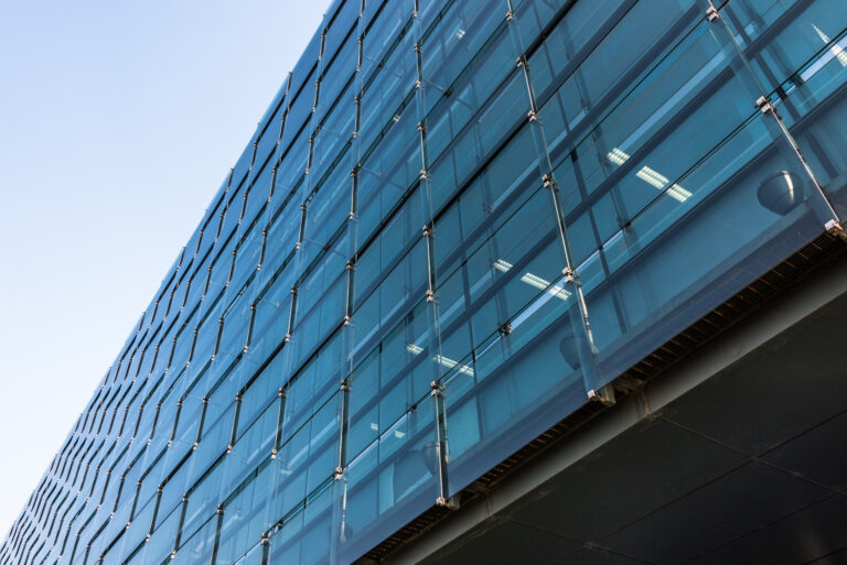 Close-Up Of Modern Office Buildings in city of China.